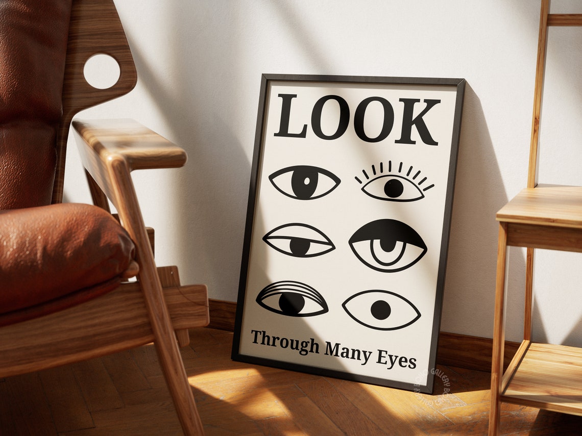 Look Through Many Eyes Bold Retro Graphic Eye Illustration Poster - Image 3