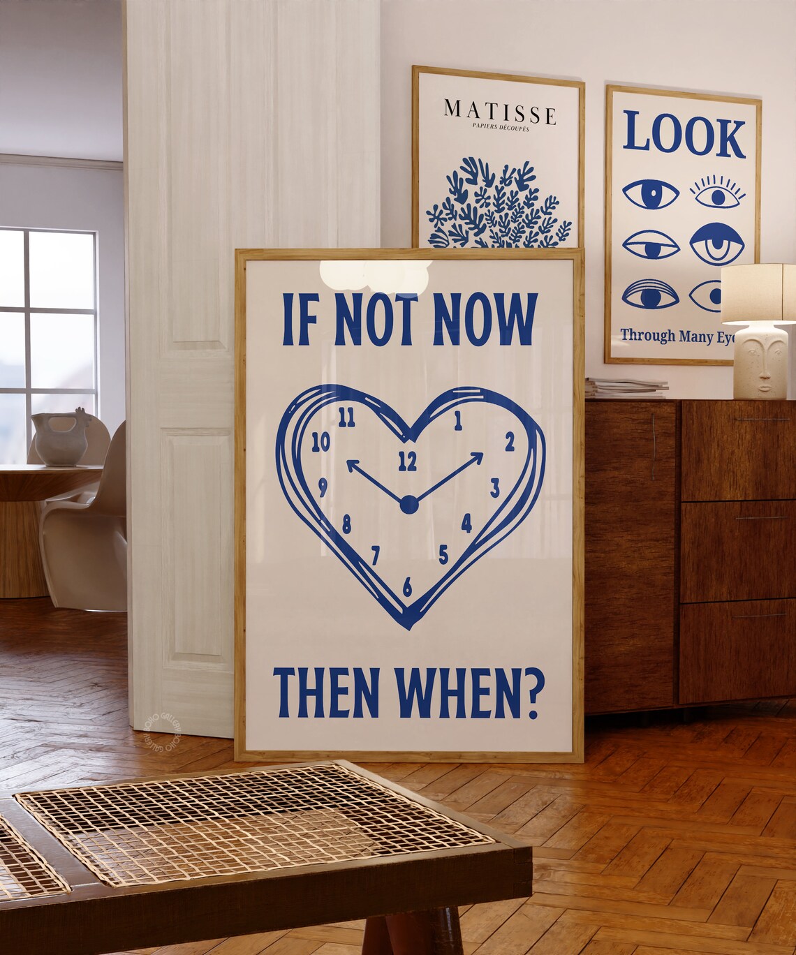 If Not Now Then When Blue Heart Clock Motivational Quote Poster