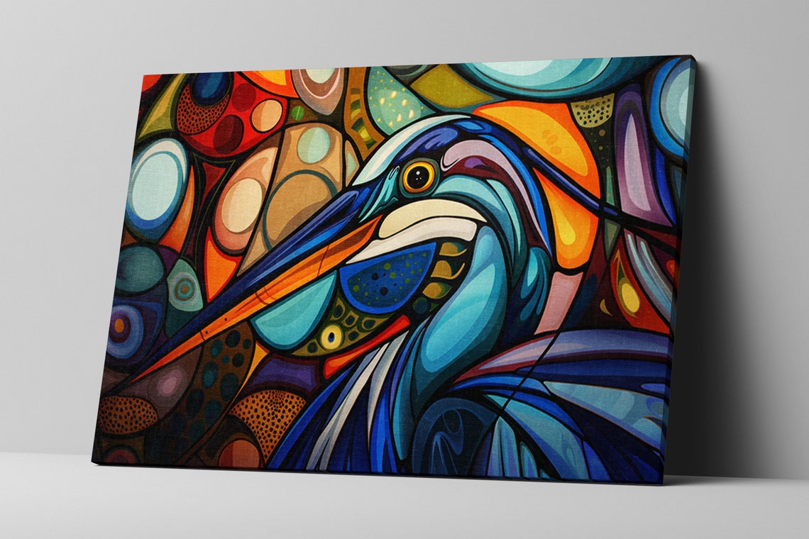 Abstract Art Deco Blue Heron Head Bold Geometric Bird Art Poster - Image 5