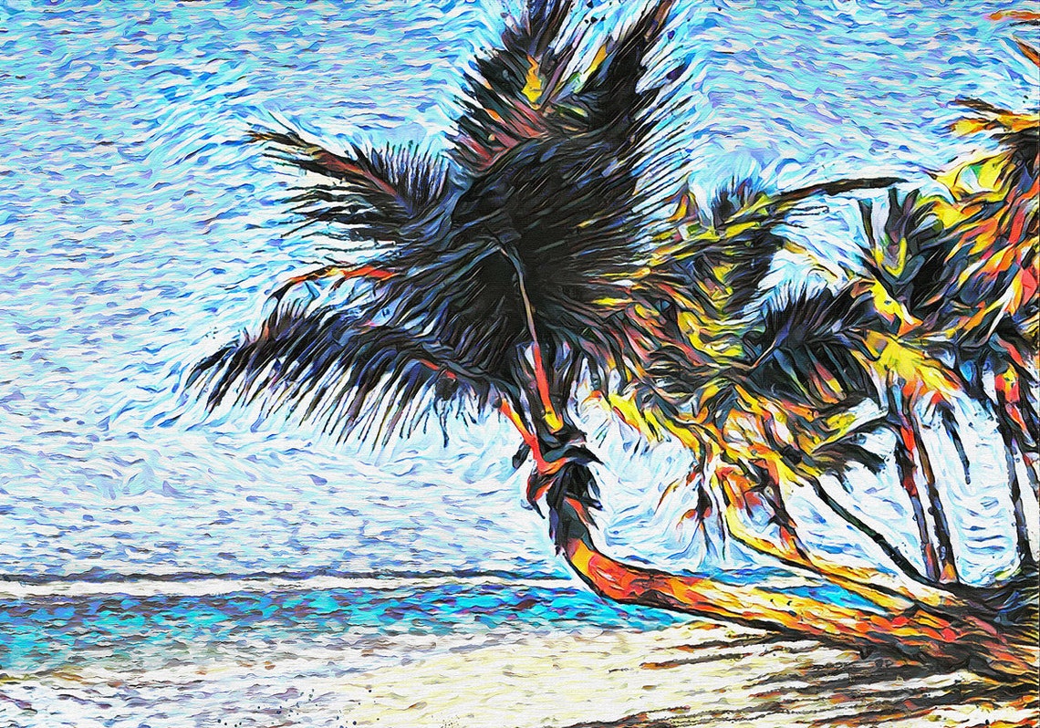 Beach Art Tropical Print Island Scenery Wall Art Impressionist Art Size 24x36