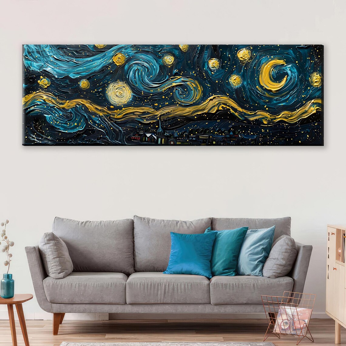 Van Gogh-Inspired Starry Night Landscape Art Print - Image 3