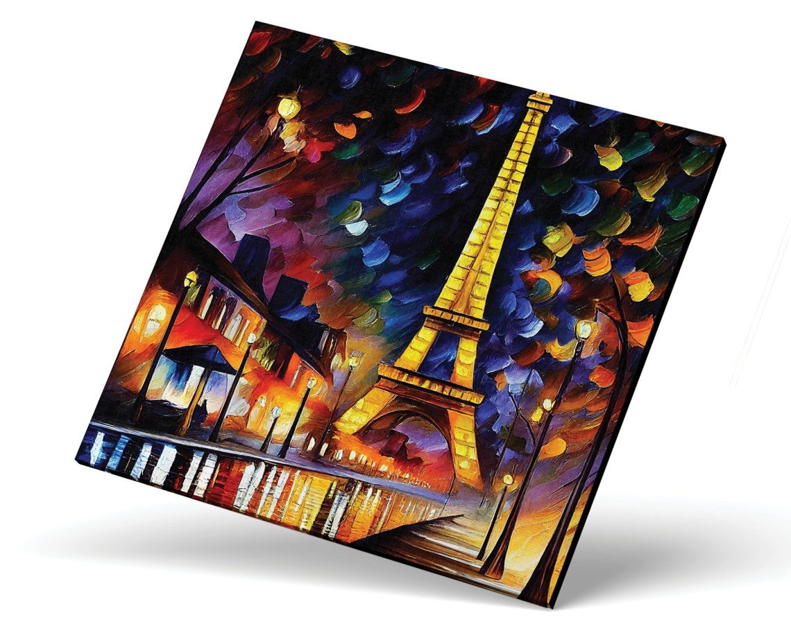 Eiffel Tower Print Oil Painting Reproduction Vibrant Colorful Art - Image 4