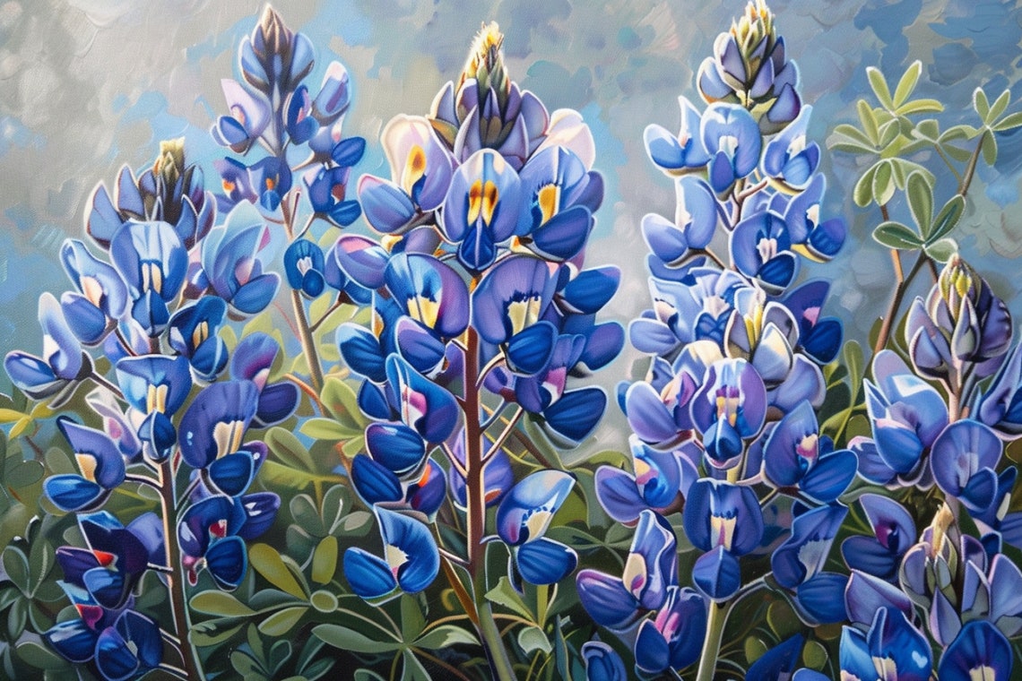 Texas Bluebonnet Flower Cluster Bright Blue Blossom Floral Poster - Image 5
