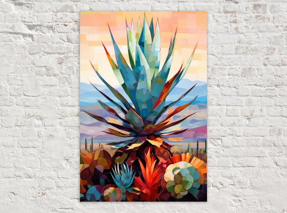 Agave Desert Scene, Modern Southwest Art Print
