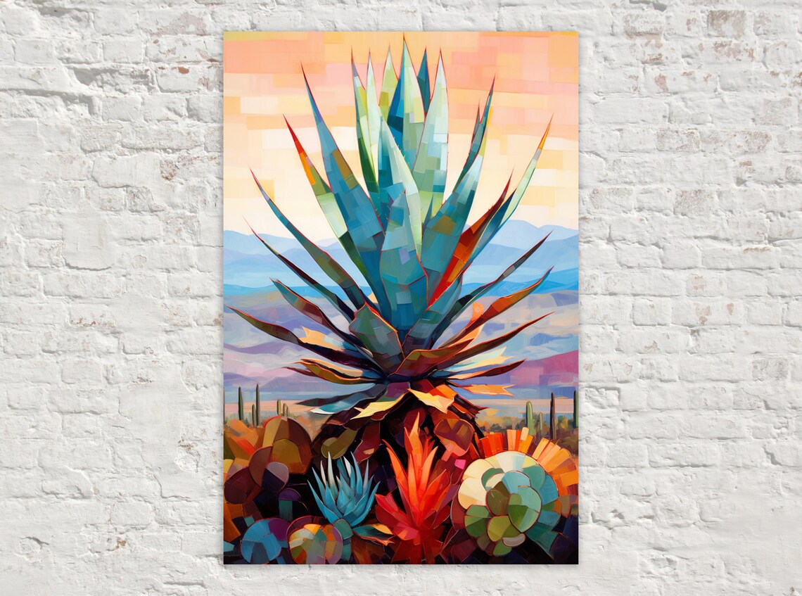 Agave Desert Scene, Modern Southwest Art Print
