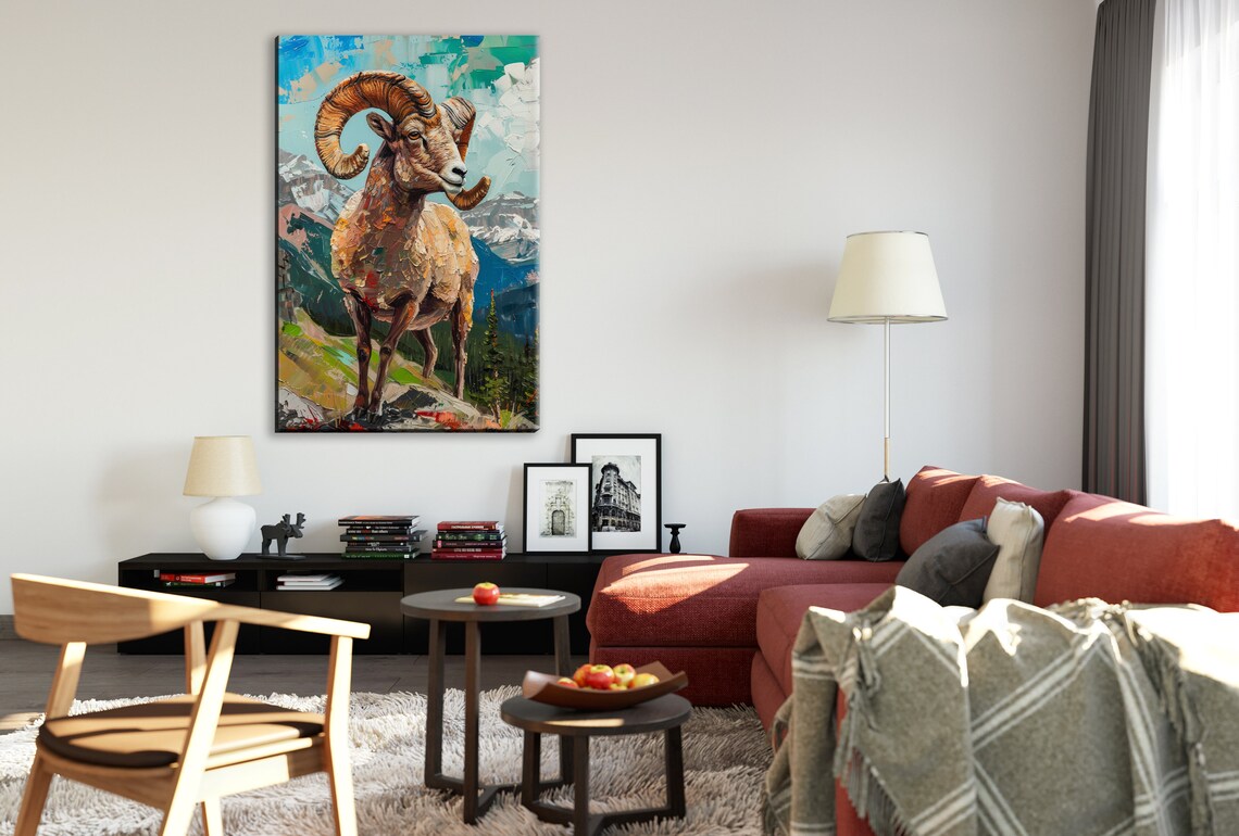 Bighorn Sheep Mountain Landscape Wall Art Print - Image 3
