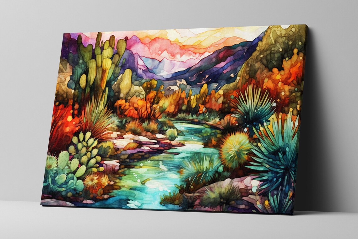Painted Desert River Southwest Art Print, Cactus Beauty - Image 5