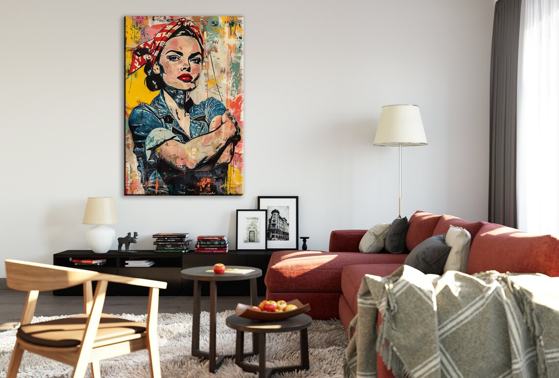 Rosie The Riveter Street Art Abstract Poster Print - Image 3