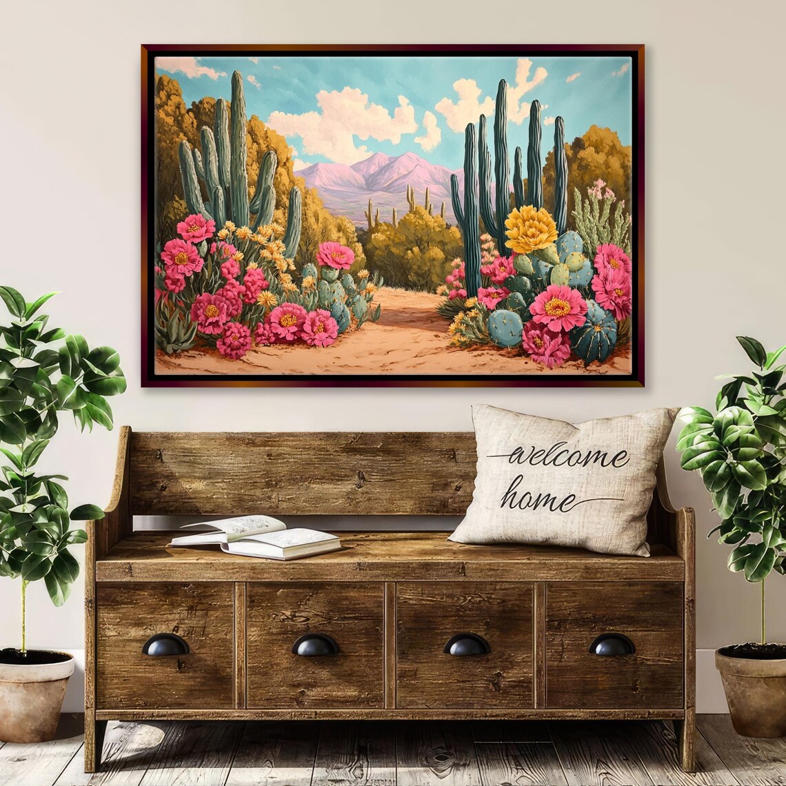 Mexican Desert Cacti Botanical Art Print, Desert Flora