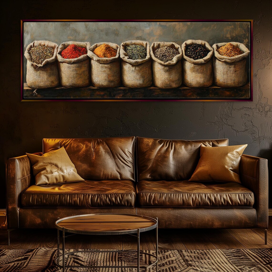 Panoramic Culinary Herbs and Spices Kitchen Art Print