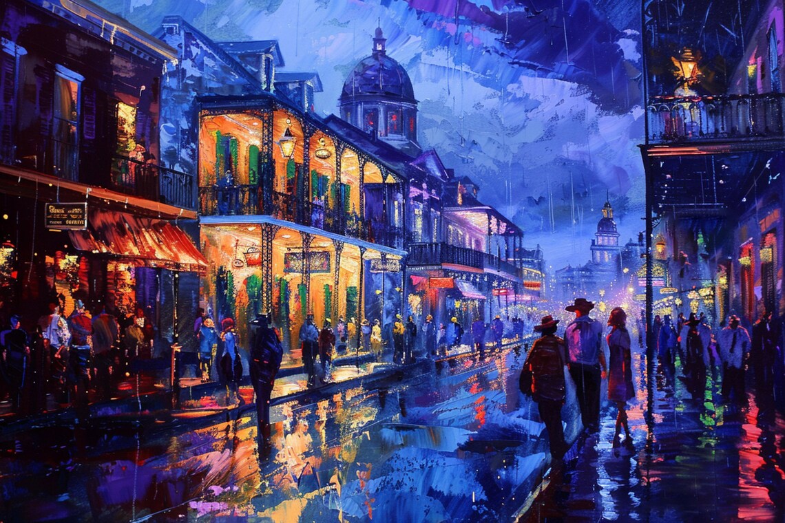 French Quarter Hues New Orleans Purple Rain Art Print - Image 5