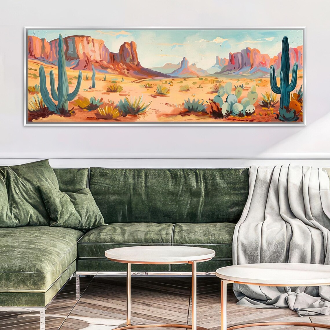 Minimal Boho Desert Scene Pano Print Framed Or Unframed Long Horizontal Gallery Wrapped Gicle Ready To Hang Extra Large Wall Art - Image 3