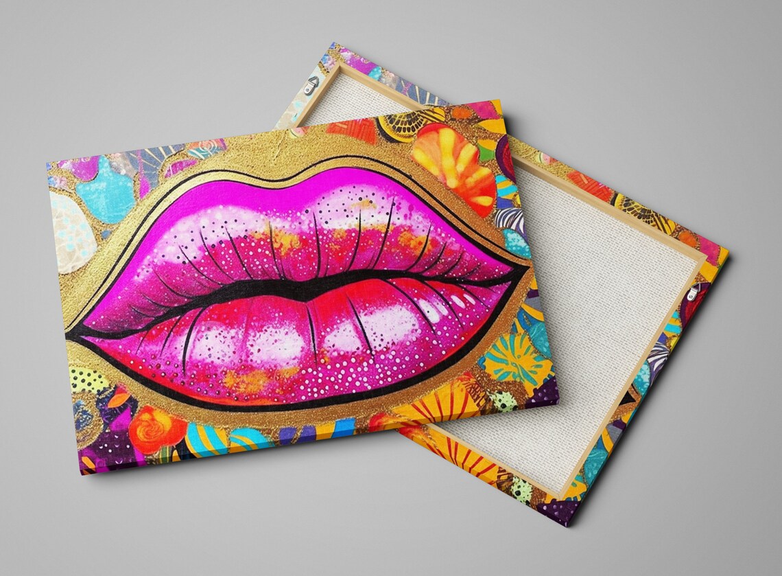 Gold Glitter Lips Feminine Pop Art Wall Art Print - Image 4