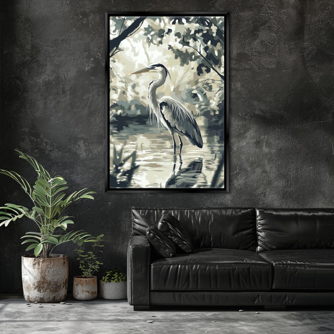 Blue Heron Standing In Water Dappled Light Wildlife Bird Art Print - Image 4