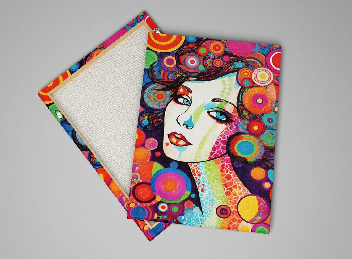 Retro 60s Glam Woman Face Psychedelic Circles Pop Art Poster - Image 4