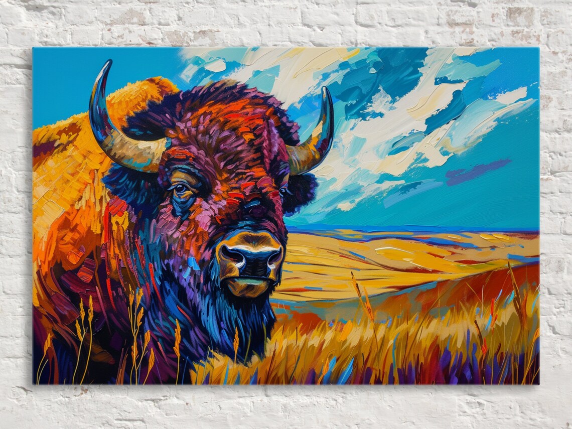 Bison on the Prairie Wildlife Buffalo Art Print