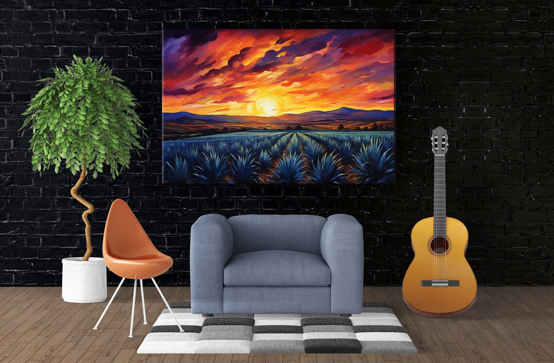 Agave Fields Desert Sunset Scene Wall Art Print - Image 3