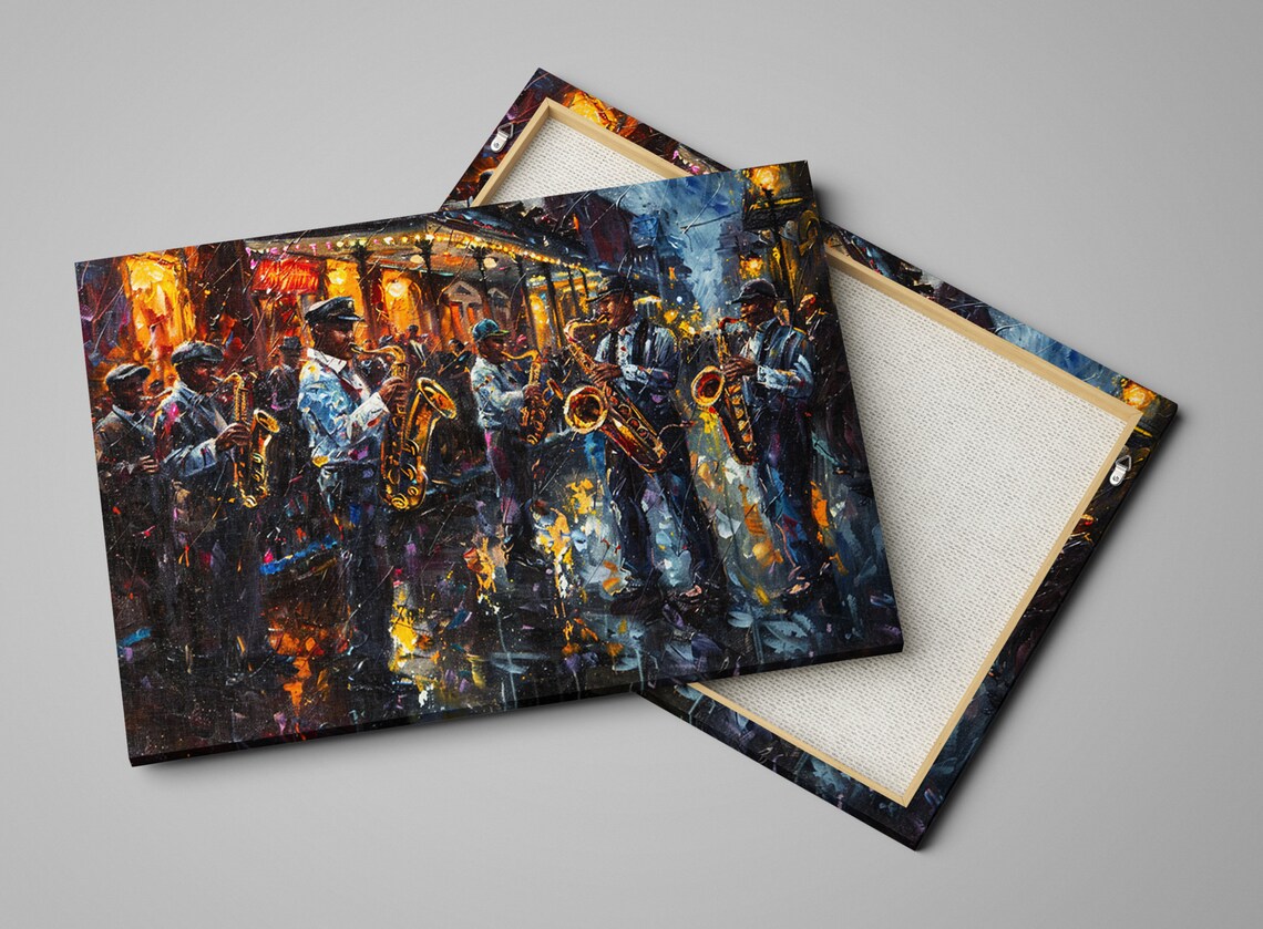 New Orleans Nights Bourbon Street Jazz Band Art Print - Image 4