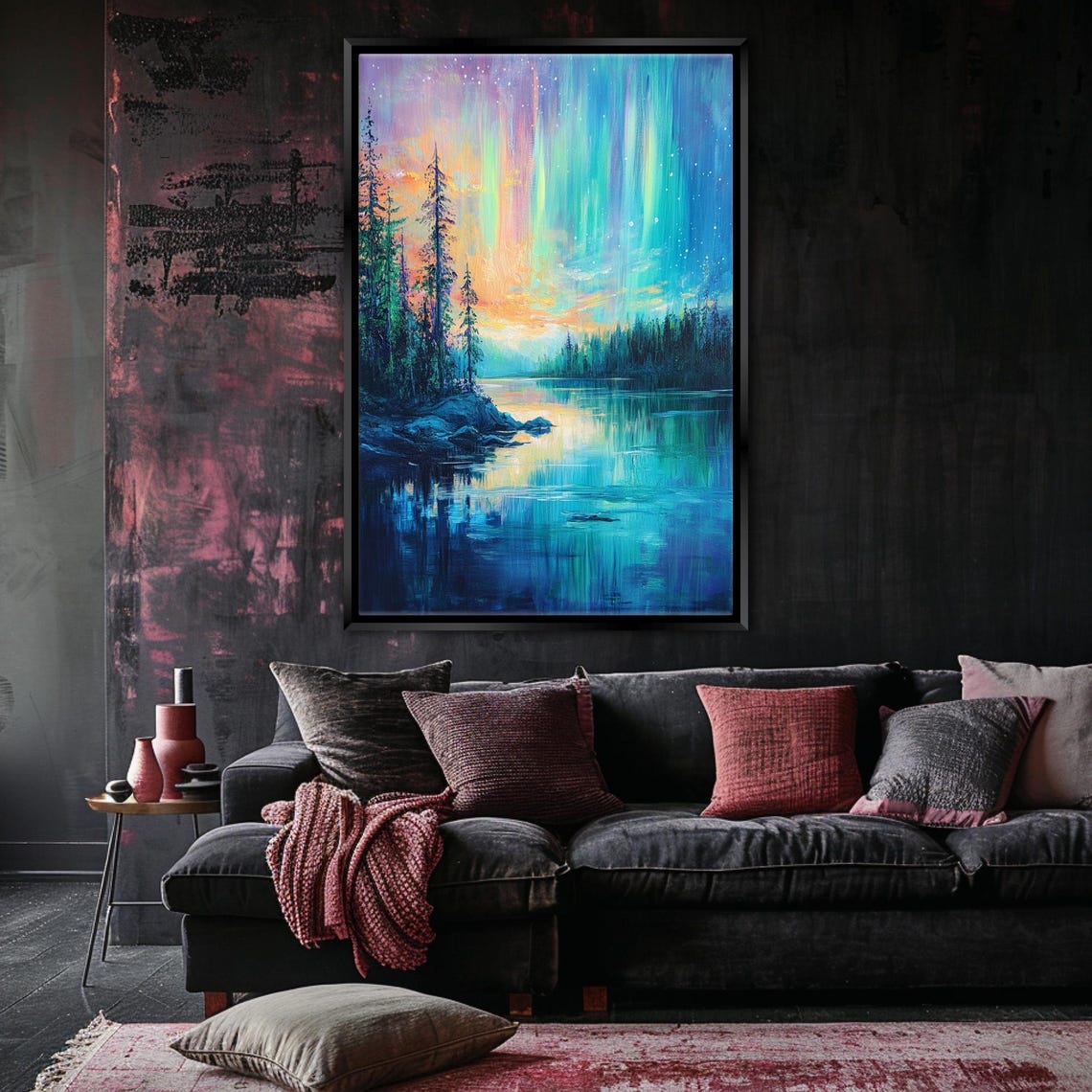 Celestial Aurora Glow Stunning Landscape Art Print Framed Or Unframed Gallery Wrapped Gicle Ready To Hang Extra Large Wall Art - Image 3