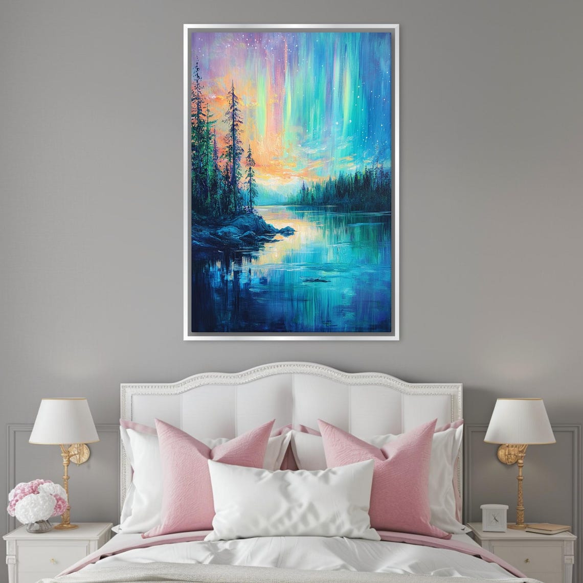 Celestial Aurora Glow Stunning Landscape Art Print Framed Or Unframed Gallery Wrapped Gicle Ready To Hang Extra Large Wall Art