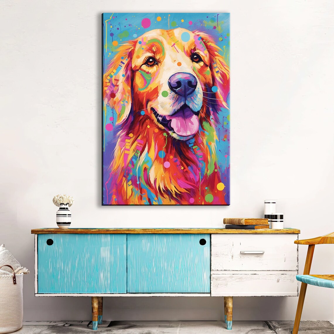 Golden Retriever Pop Art Dog Portrait, Art Print - Image 3
