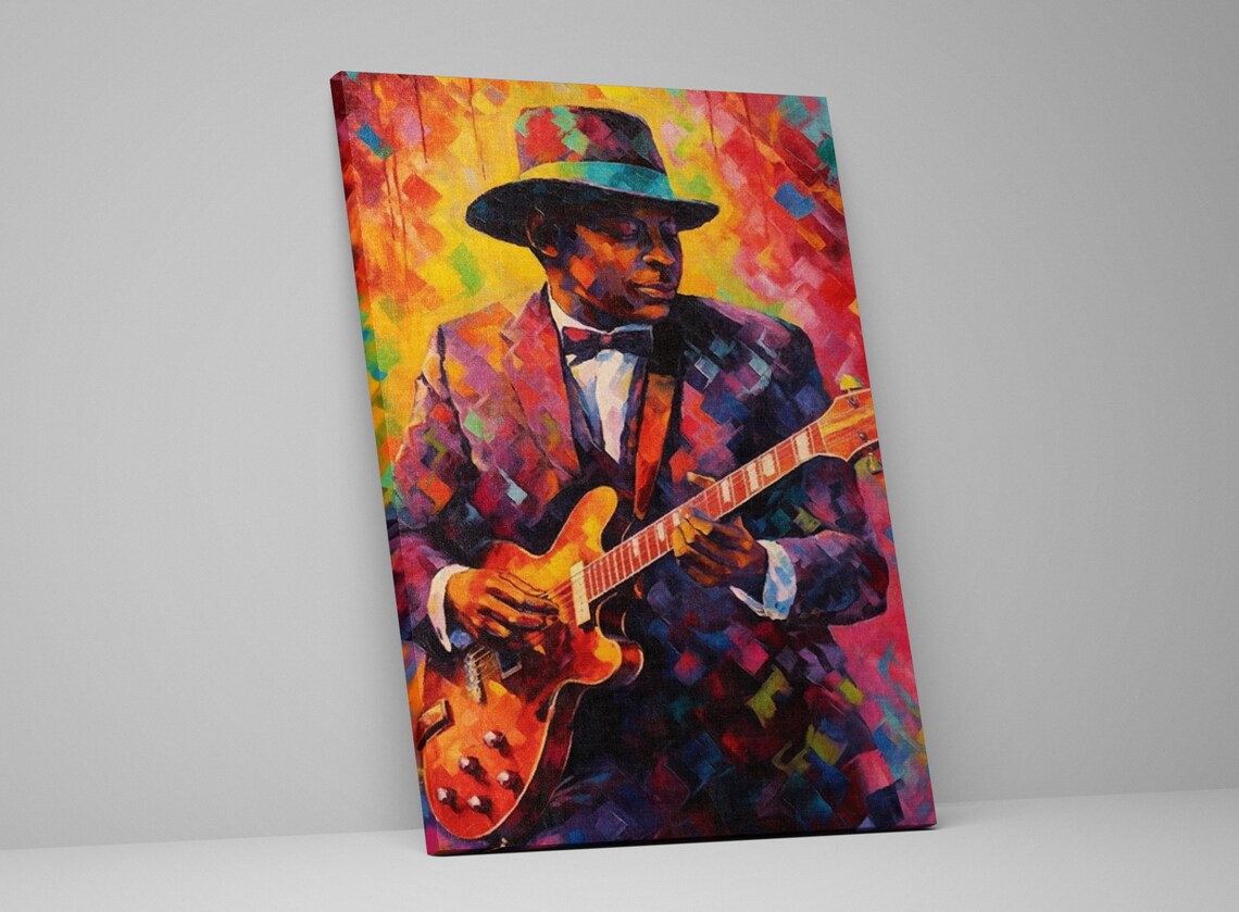Jazz Guitarist Pop Art Musician Painting Colorful Music Room Decor Large Wall Art Print - Image 4