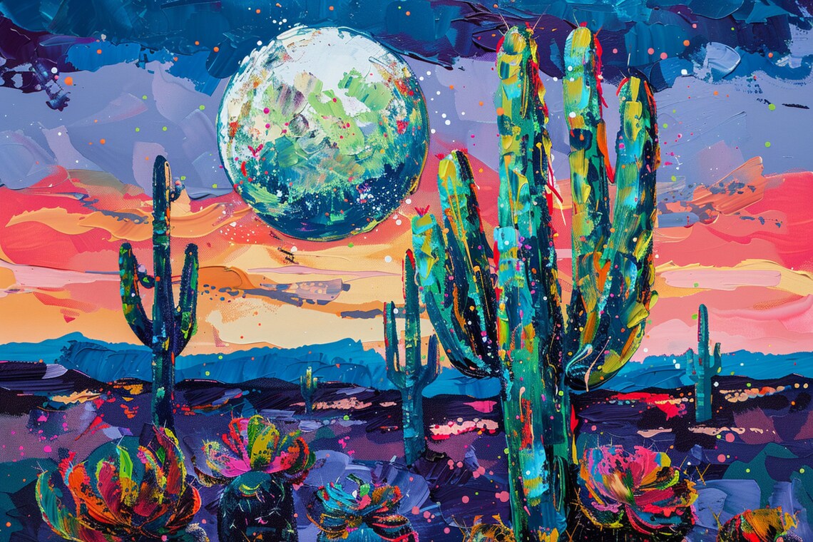 Celestial Sands Desert Night Collage Art Giclee Print On Gallery Wrapped Artist Ready To Hang Available In Extra Large Sizes - Image 5