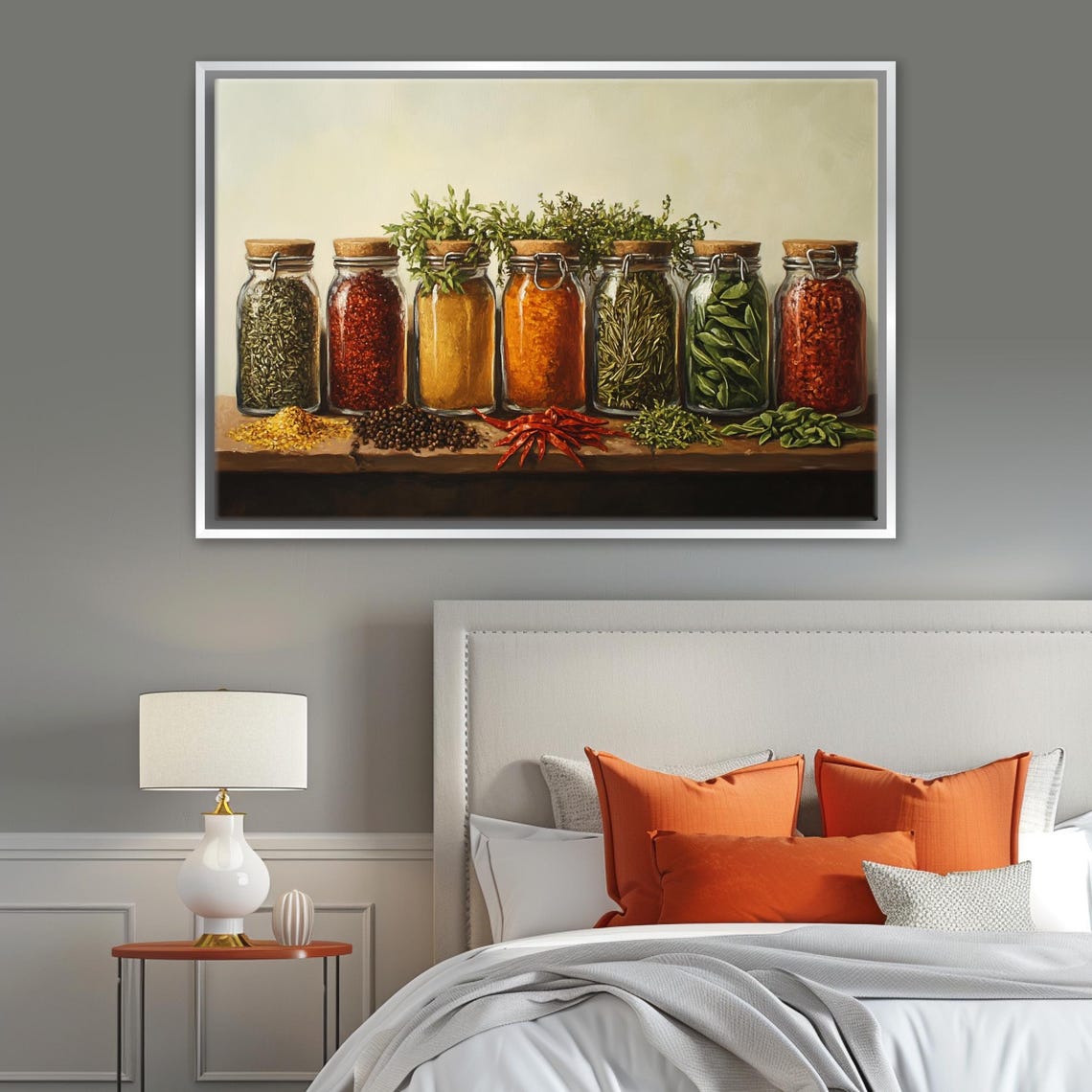 Herbs And Spices Jars Farmhouse Kitchen Rustic Shelf Still Life Poster - Image 3
