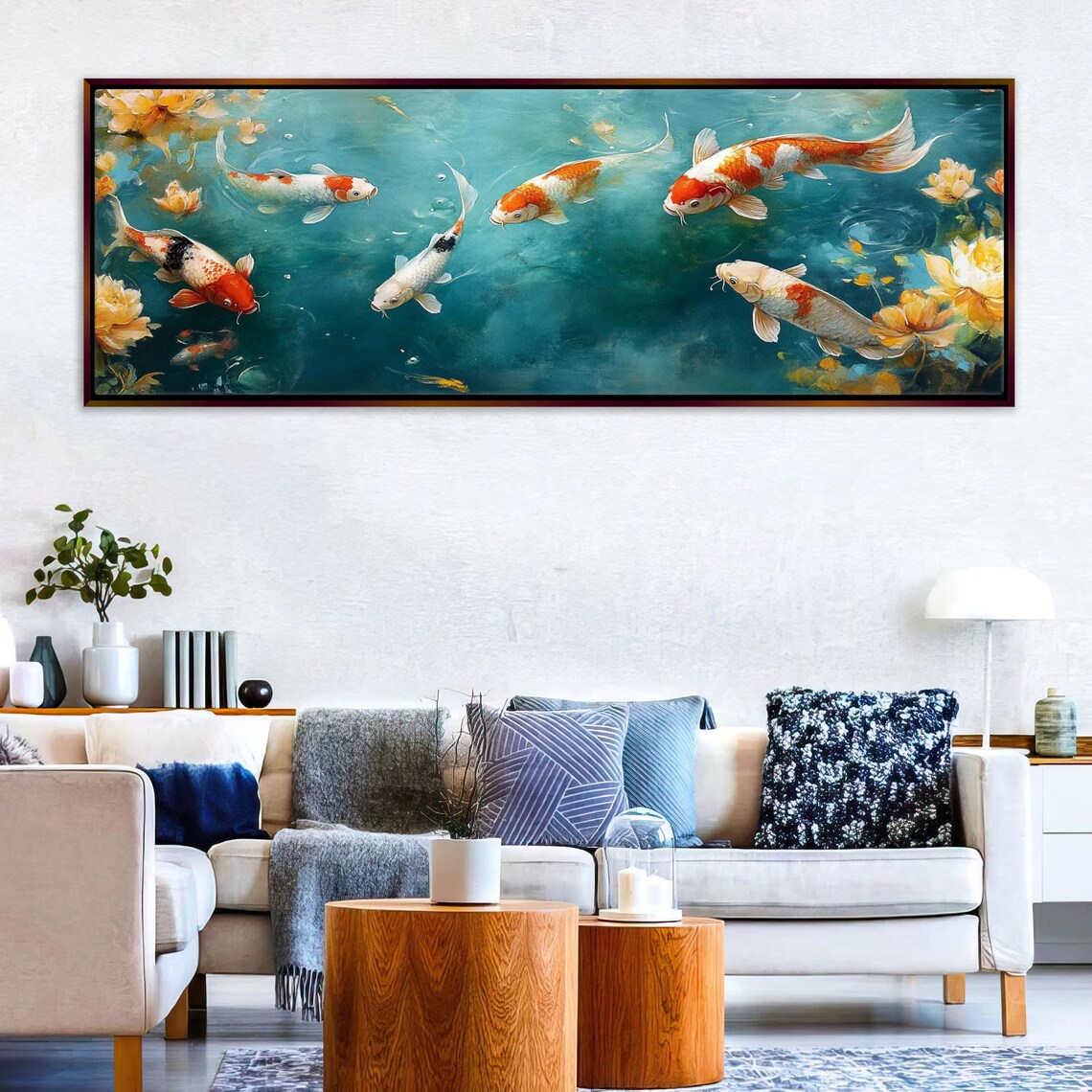 Panoramic Koi Fish Art Print, Long Horizontal - Image 3