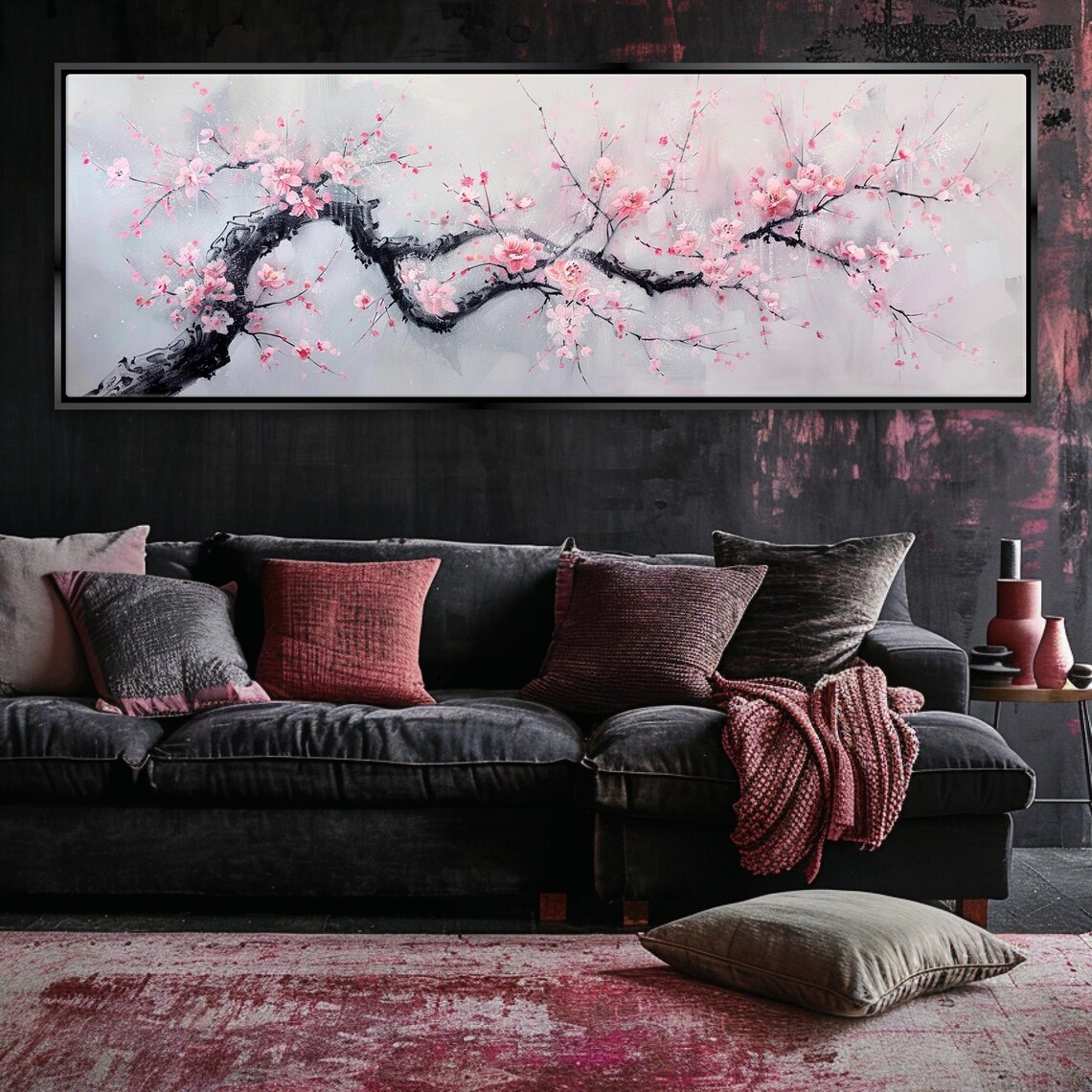 Japanese Cherry Blossom Tree, Nature Landscape Art Print - Image 4