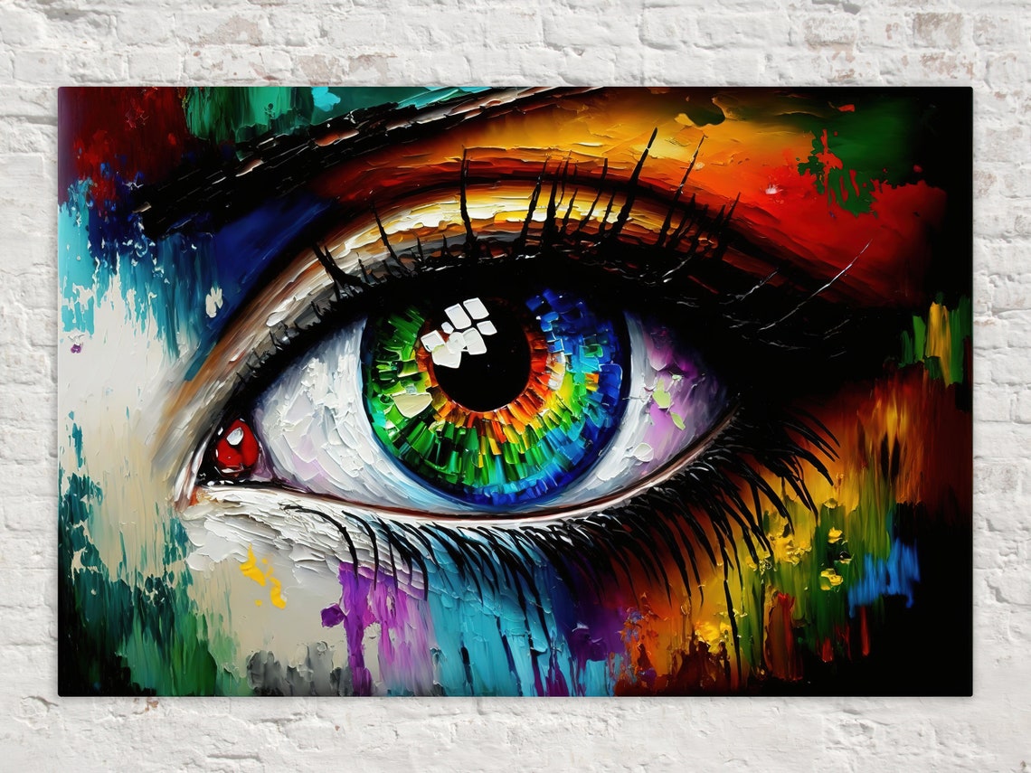Abstract Eye Close Up Rainbow Iris Vivid Color Oil Style Poster