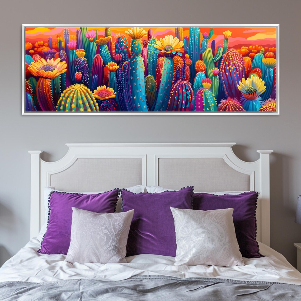Desert Saguaro Bloom Panoramic Wall Art Print - Image 3