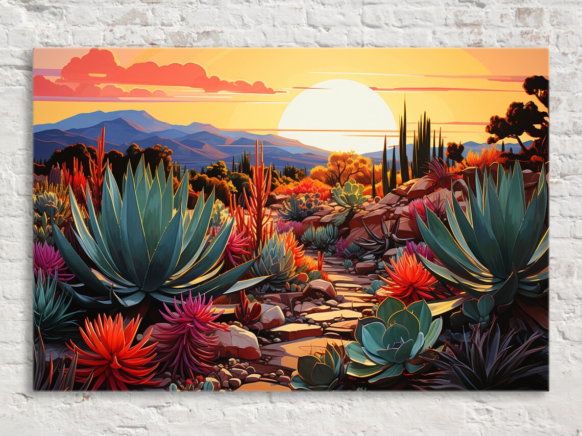 Agave Desert Scene Art Print, Nature Landscape