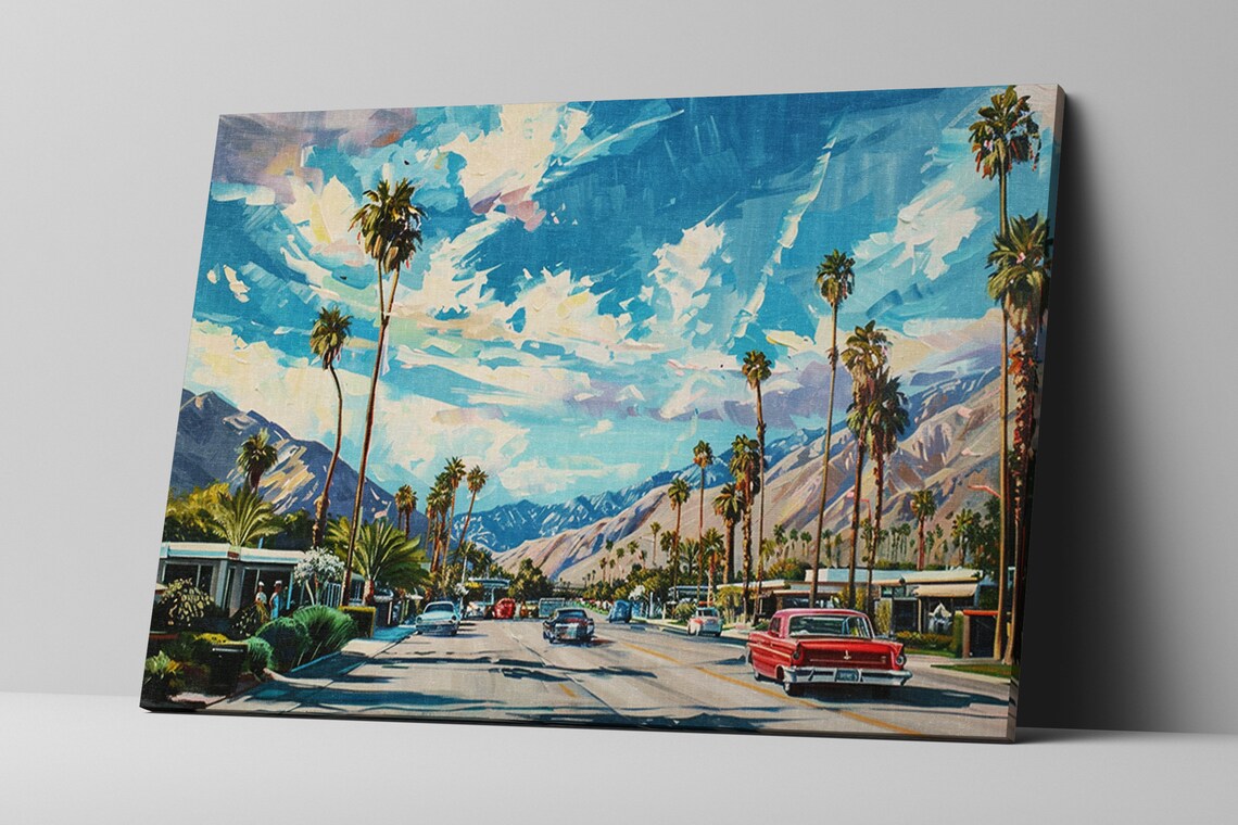 Palm Springs Retro Cityscape Travel Poster, Mid-Century - Image 5
