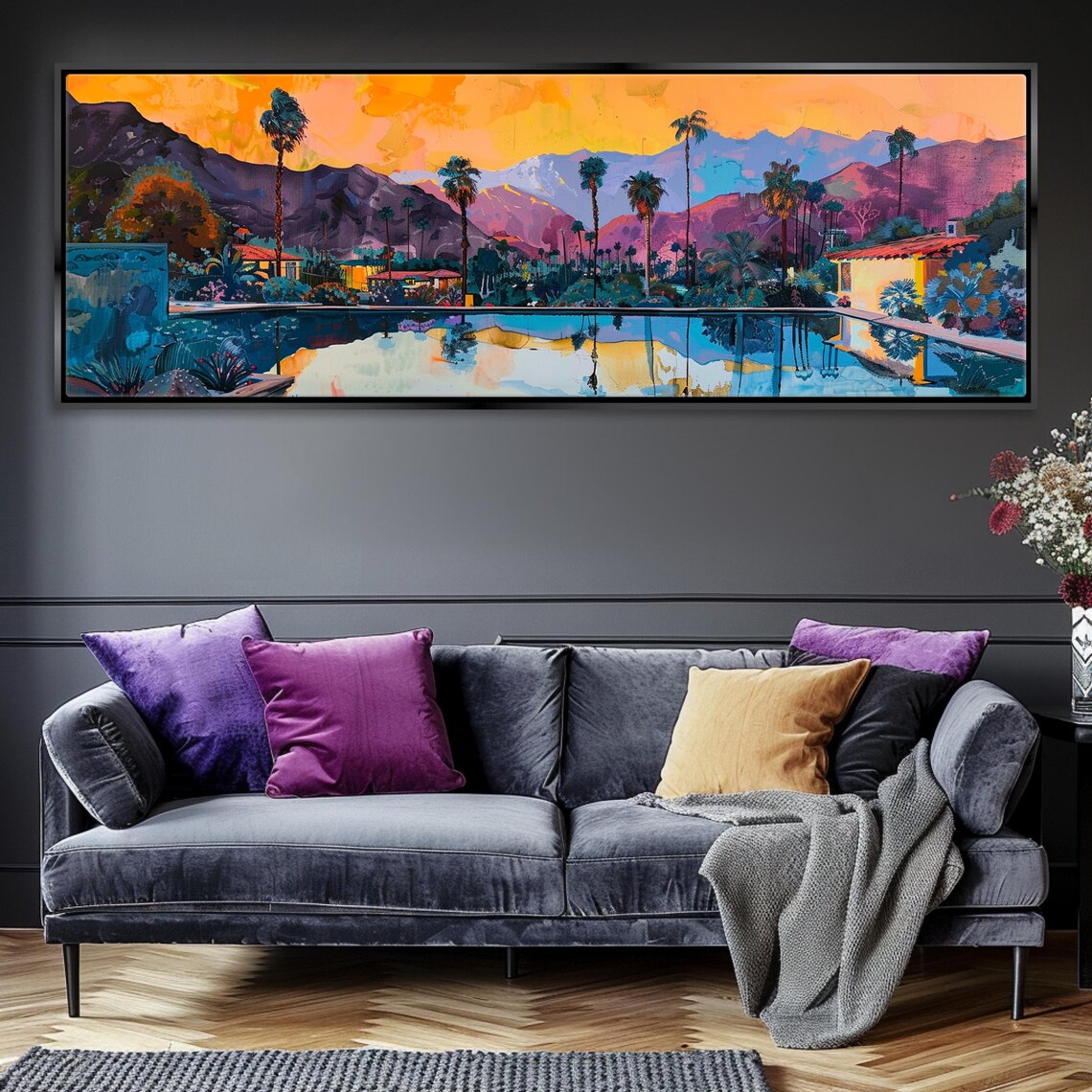 Panoramic Palm Springs Sunset Landscape Art Print - Image 4