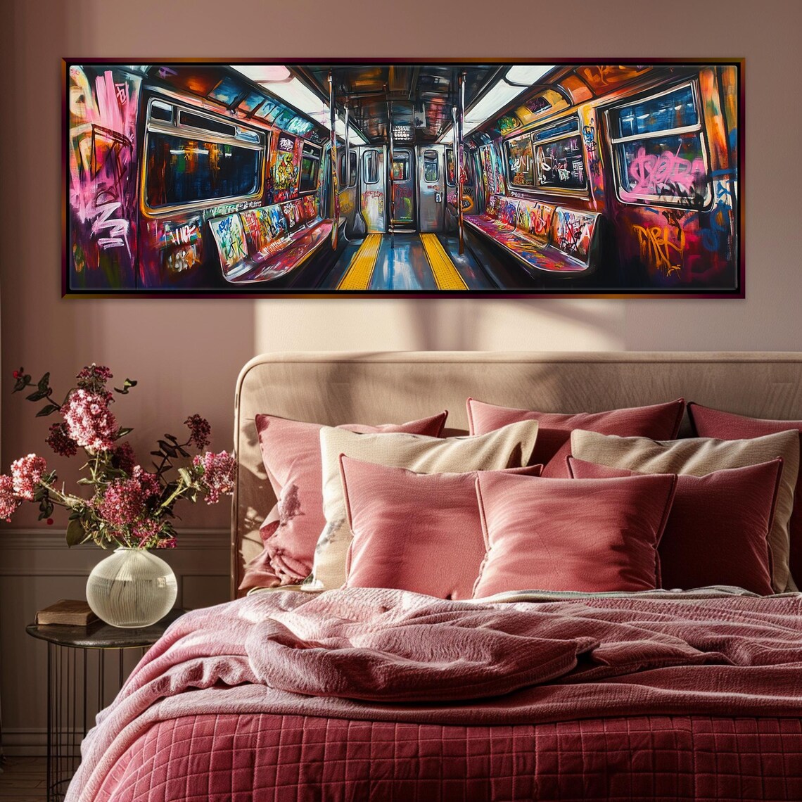 Subway Train Graffiti Scene, Panoramic Art Print - Image 4
