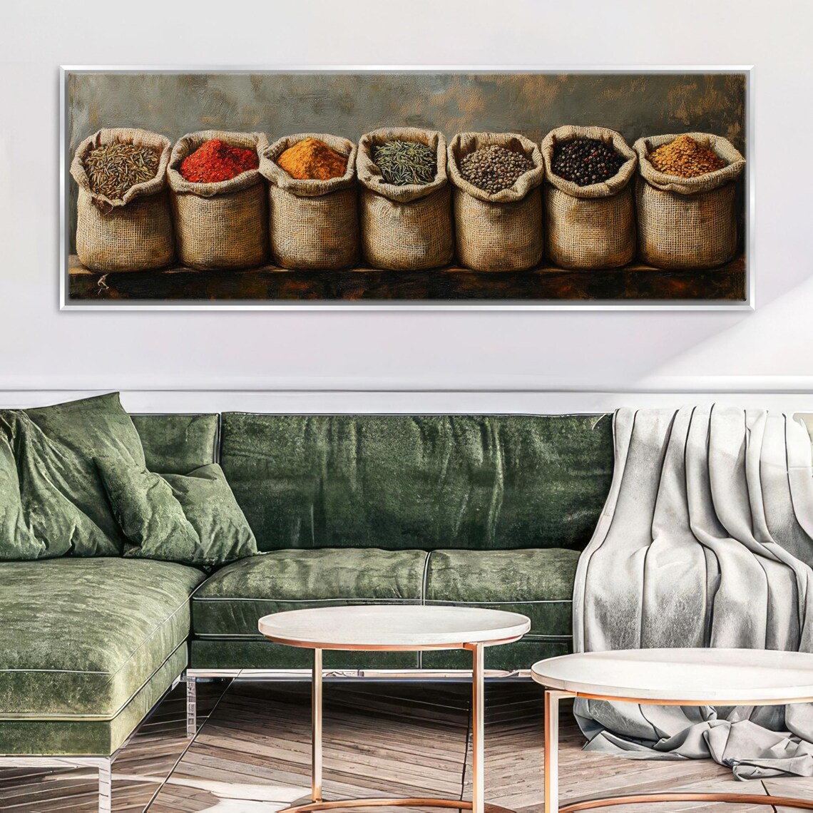 Panoramic Culinary Herbs and Spices Kitchen Art Print - Image 5
