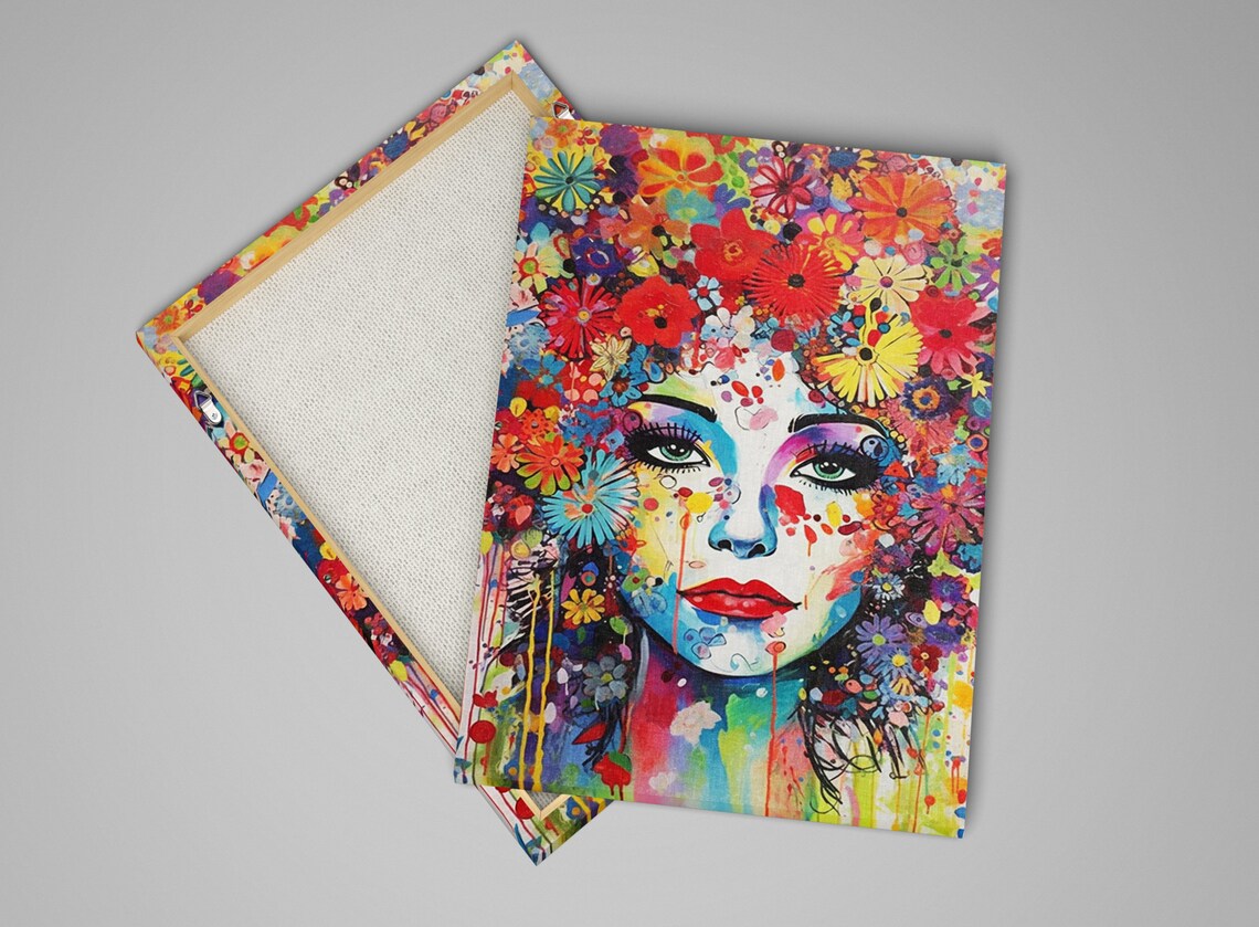Woman Face Colorful Flower Bloom Pop Art Feminine Wall Poster - Image 4