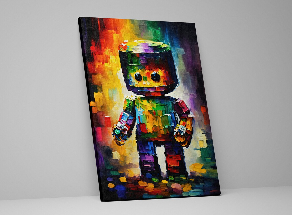 Colorful Rainbow Robot Toy Cheerful Kids Room Playful Art Poster - Image 5