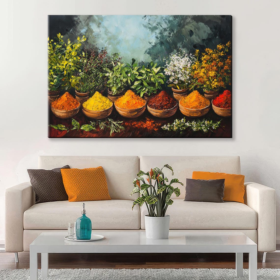 Vibrant Spices Bowls Boho Kitchen Colorful Herbs Still Life Poster - Image 5