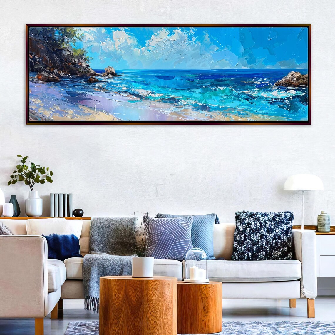 Coastal Blue Ocean Water Scene, Horizontal Art Print - Image 3