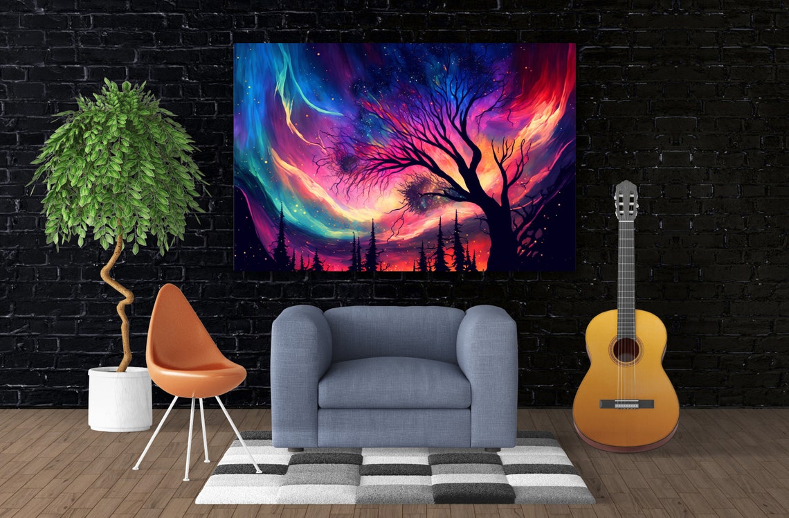 Celestial Symphony Northern Lights Sky Art Gicle Print On Gallery Wrapped Artist Ready To Hang Available In Extra Large Sizes - Image 3