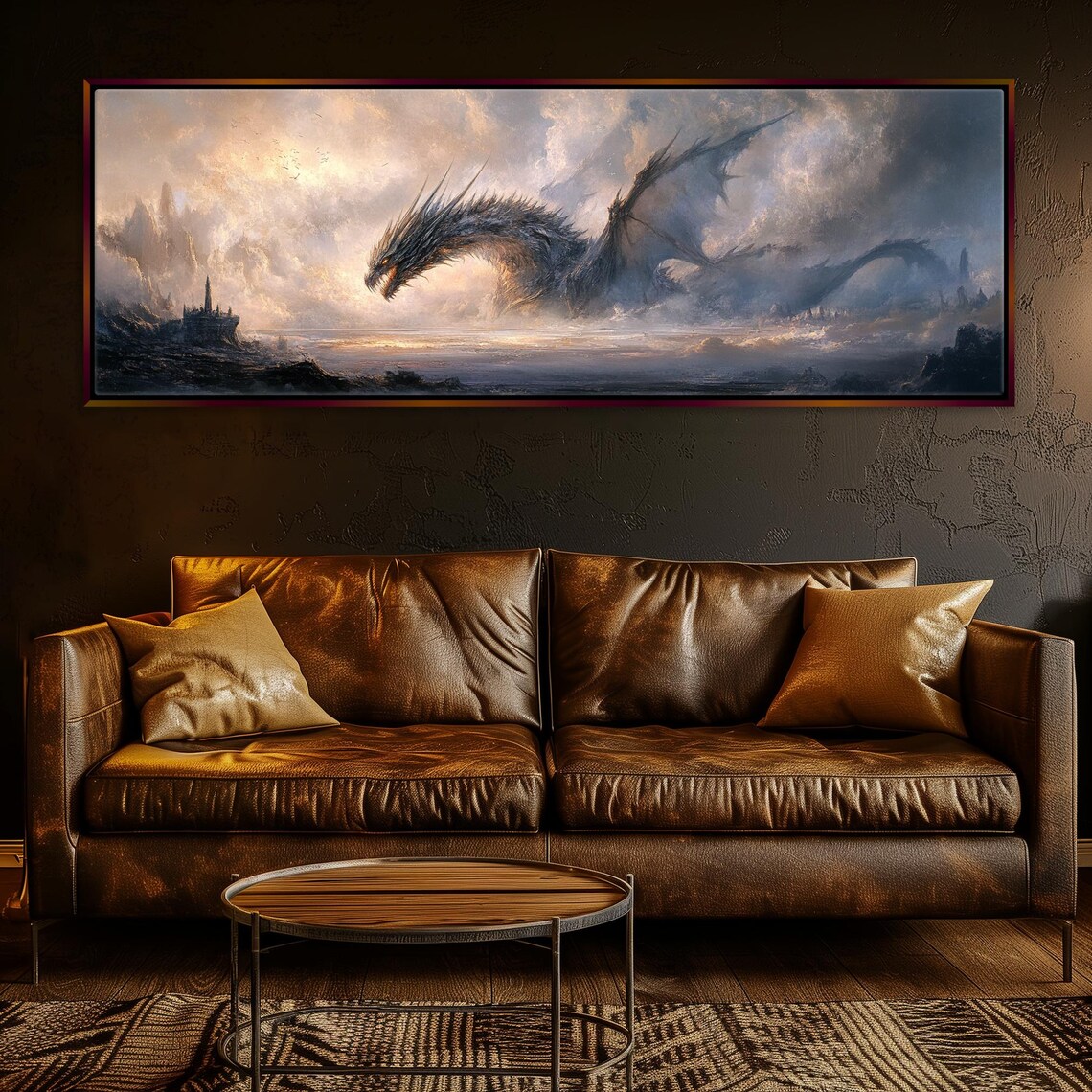 Fantasy Dragon Wall Art Print, Panoramic Decor - Image 3
