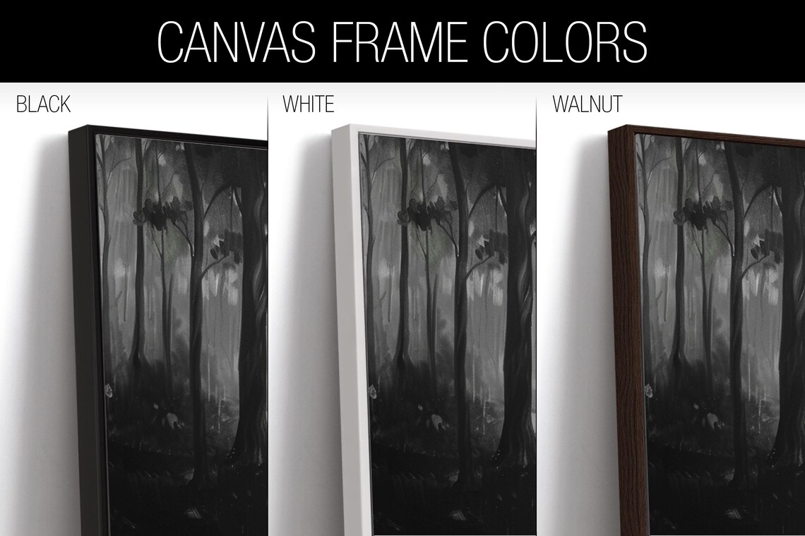 Foggy Forest Panorama, Black and White Art Print - Image 2
