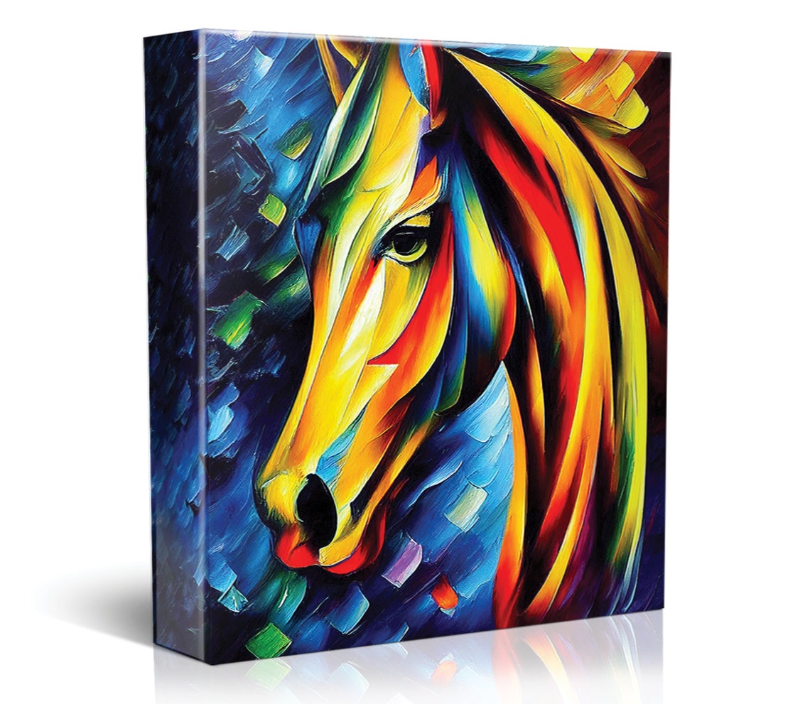 Colorful Abstract Horse Head Bold Rainbow Palette Modern Art Poster - Image 4