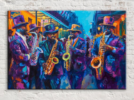 New Orleans Jazz Band, Bourbon Street Mardi Gras Art Print