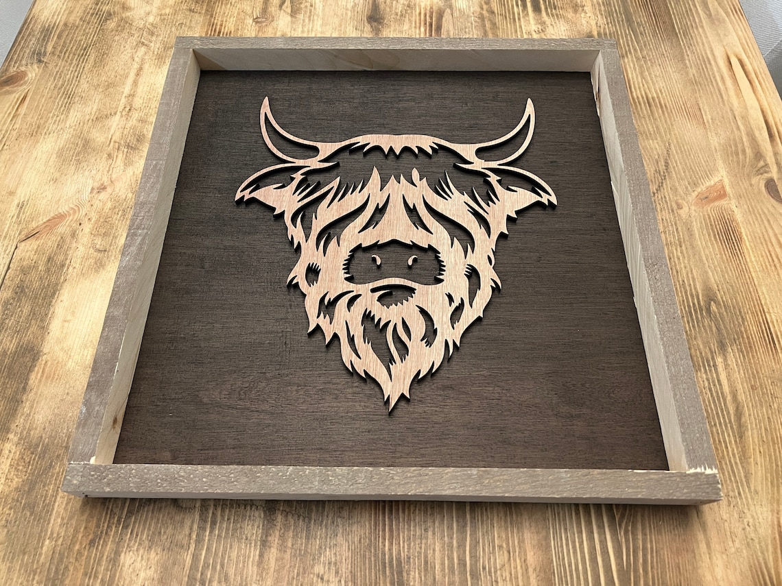 Highland Cow Farmhouse Style Wood Sign Art Print - Image 2