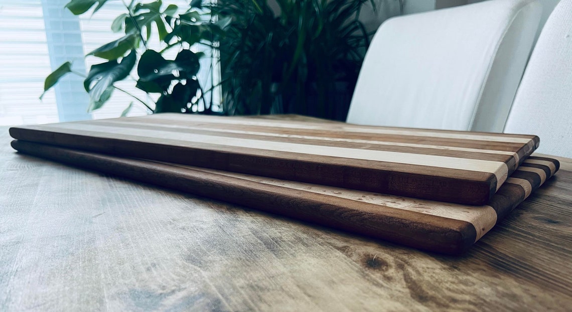 Handmade Striped Walnut Maple Wooden Cutting Boards Wall Art
