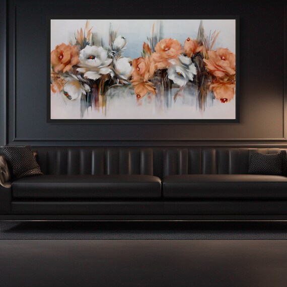 Elegant Blush Peony Floral Abstract Modern Painting Wall Art