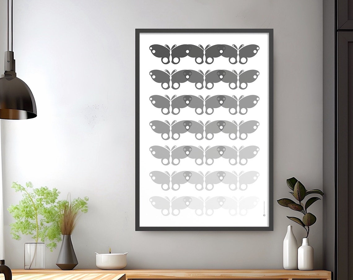 Butterfly Wall Art Print Gray Hues Butterfly Art Print Minimalist Butterfly Poster Nature Inspired Art Modern Decor One Of A Kind Gift